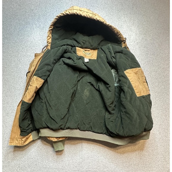 Brazos Work Force Jacket Mens Large Brown Hooded Canvas Insulated Workwear - Picture 3 of 16